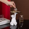 Creative Resin Crafts Animal Figurines Sculpture White Bear Statue Storage Tray Cabinet Living Room Home Office Decor Holder