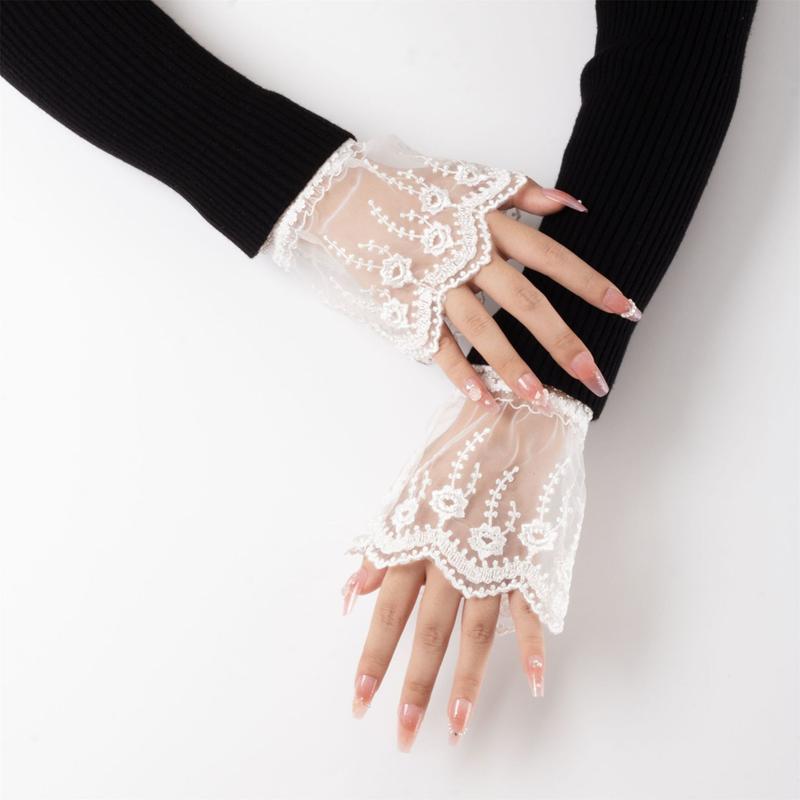 Perfekte Passform Hemden Pullover Abnehmbare Spitze Falsche Ärmel Verzierungen Ausgestellte Gerüschte Handgelenkmanschetten Armband Dekorative Kleidung Accessoires