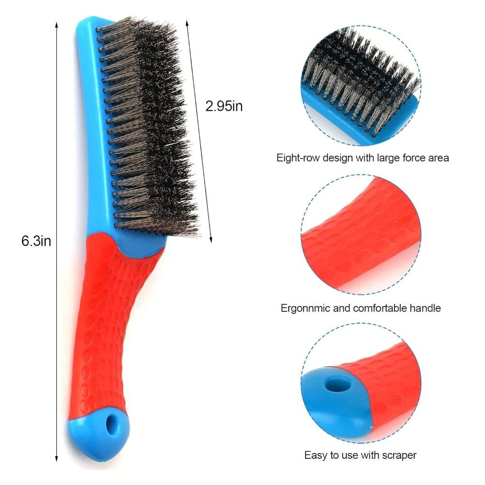 Plastic Handle Heavy Duty Wire Brush Rubber Playing Brush Metal Rust Cleaning