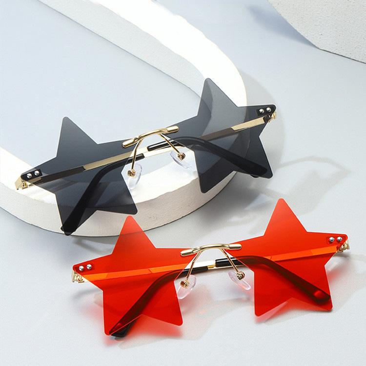 Fashion Decor Glasses Trend New Rimless Sunglasses Personality HD Sunglasses Star Shape For Men Women Trendy Sunshade Driving Fishing Popular