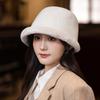 Fleece Thickened Bucket Hat Women's Autumn and Winter Casual Versatile Plush Hat Windproof Warm Basin Hat