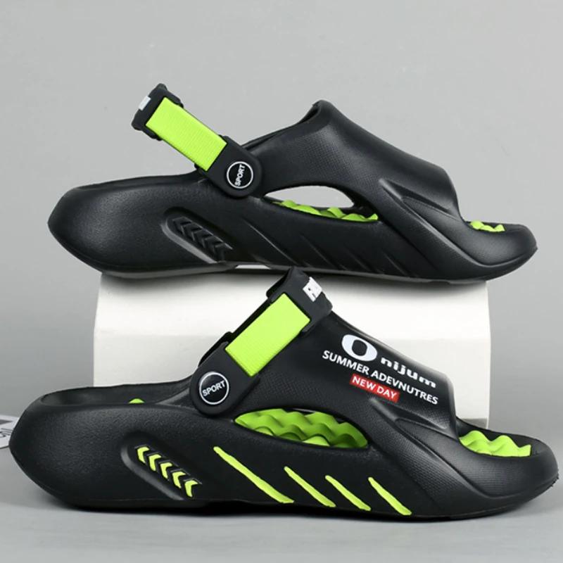Fashion New Slippers for Men, Summer Thick Soled Comfortable Sandals, Outdoor Beach Anti Slip Casual Shoes, Plus Size Sports Sandals