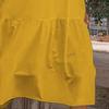 Yousheng Women's Summer Midi Dress Short Lantern Sleeves Crew Neck Linen Dress Loose Casual Boho Beach Sundress