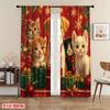 JIT 2 Stück Niedliches Kätzchen Muster Vorhang Design Fenster Vorhänge Polyester Stoff Weihnachtsfeiertag Fensterdekoration Heimdekoration R