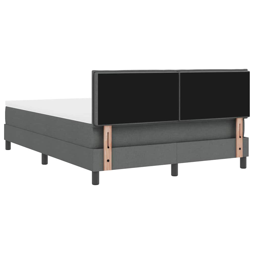 Boxspring Bed with Headboard Dark Grey 140 X 200 Cm Fabric