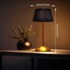 Kovová nabíjateľná LED stolná lampa s látkovým tienidlom Bezdrôtová stmievateľná Kreatívne náladové svetlo Prenosné dotykové ambientné svetlo do obývačky