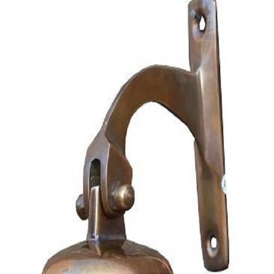 10.16 Cm Antique Bell Nautical Hanging Door Bell Maritime Brass Ship Bell with Wall Mounted Bracket Bell Indoor Outdoor Bell