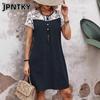 JPNTKY Fashion Summer Spring Short Sleeve O-Neck Casual Dresses