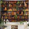 VIKAMA Tapisserie Étagère Livres Magie Noire Hippie Saint Rowan Tapisserie Murale Salon Chambre Bibliothèque Tapisserie Livre