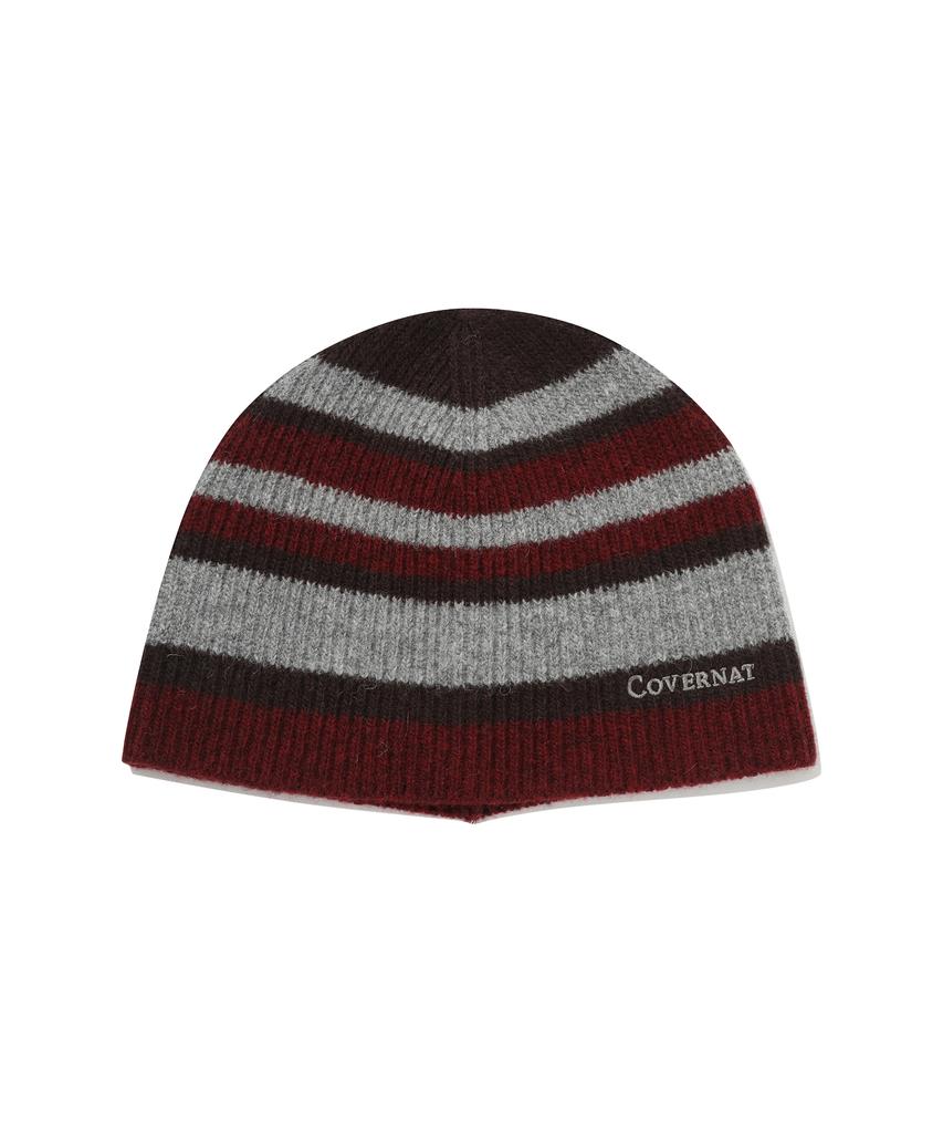 COVERNAT Logo Stripe Uncuff Beanie Wine