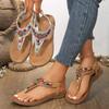 Bohemian Stijl Platte Sandalen voor Dames Clipteen Gladiator Sandalen Vrouw Retro Zomer Casual Strand Schoenen Anti-Slip Slippers