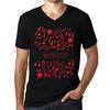 Men’s Vintage Tee Shirt Graphic T Shirt V Neck Doodle Art Whoop Deep Black Red Text