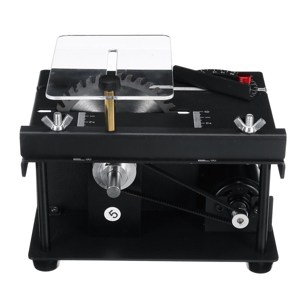 200W 110mm Precision Table Saw Mini Bench Saw Set DIY Woodworking Hobby Model Crafts Cutting Tool Circular Saw Blade Angle Ruler