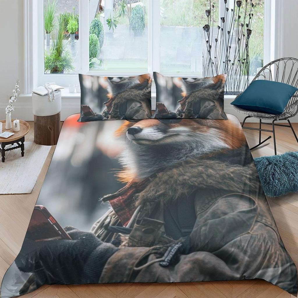 Fox Printed Soft Duvet Cover Comfortable Quilt Cover Beding Set Warm Comforter Covers for Childrens Children Kids plus Adult Peoples Warm Soft