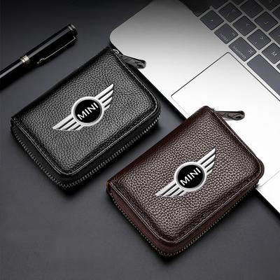 1Pcs Car Logo Wallet Fashion Leather Short Card Holder Accessories For MINI Cooper F54 F55 F56 R56 R60 SONE Roadster Clubman Coupe