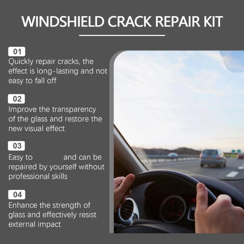 Upgrade Windschutzscheiben-Rissreparatur-Set, Auto-Windschutzscheiben-Rissreparatur-Flüssigkeit Fenster, Risse Weg Glasreparatur Windschutzscheiben-Werkzeug
