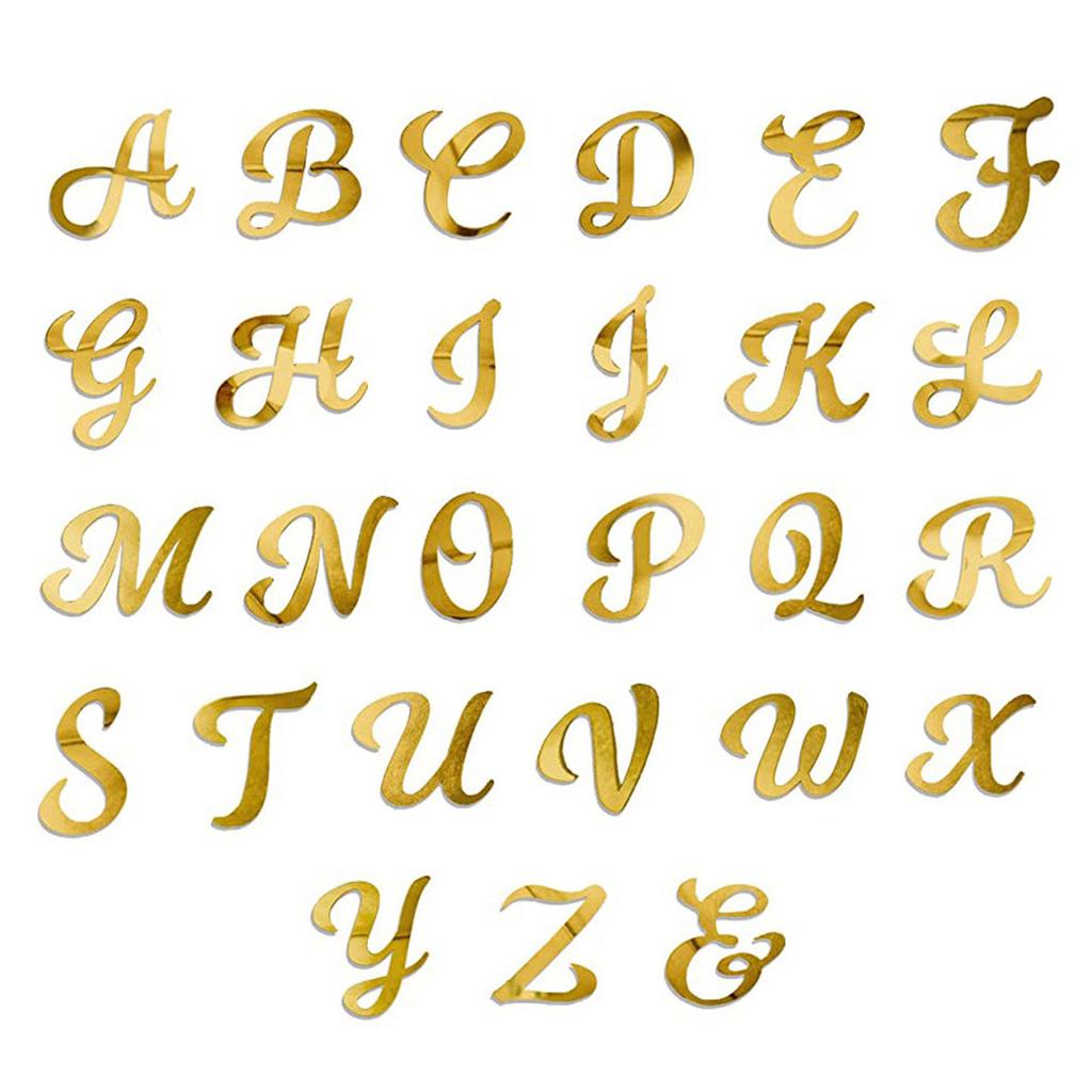 Lot de 26 décorations de gâteaux en acrylique doré avec lettres de l'alphabet en miroir doré AZ pour décorations de gâteaux avec nom personnalisé
