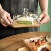 Elegant Butter Dish with Glass Cover Vintage Butter Plates Container Pastry Fruit Cake Dessert Display Tray for Wedding Party