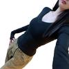 Slim-fit V-neck Long-sleeve Women's T-shirt for 2025 Autumn/Winter – Versatile Inner Layer Spicy Girl Top.