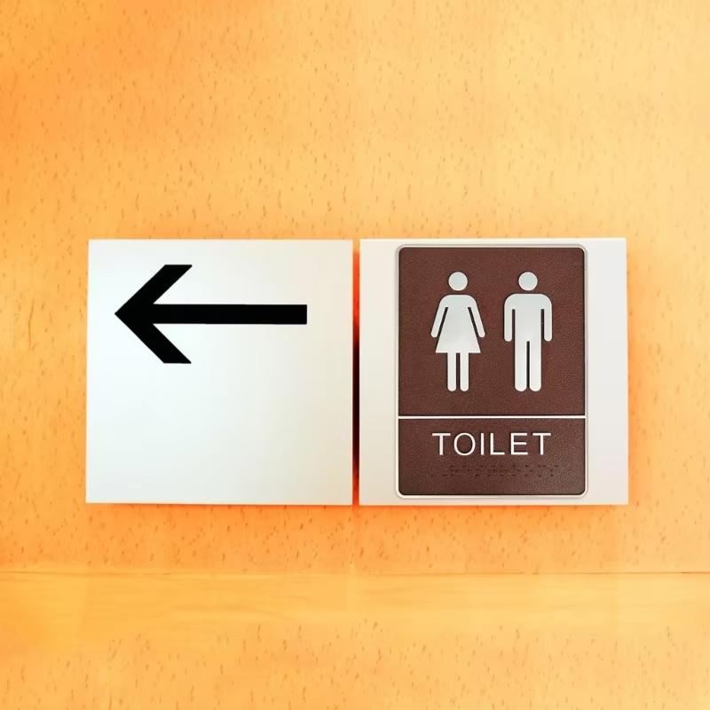 Bathroom Acrylic Mark Label Removable Self-Adhesive Toilet WC Sign Plate Wall Sticker Wash Room Door Wall Label DIY Decor