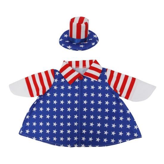 1 Set Independence Day Goose Outfit Outdoor Porch Goose Costumes Patriotic Stars And Stripes Jacket Hat Set for 23 Inch