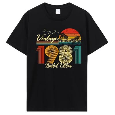 Vintage Make In 1981 All Original Parts Birthday T-shirt Anniversary TShirt Oversized Unisex Clothing T Shirts For Unisex Streetwear