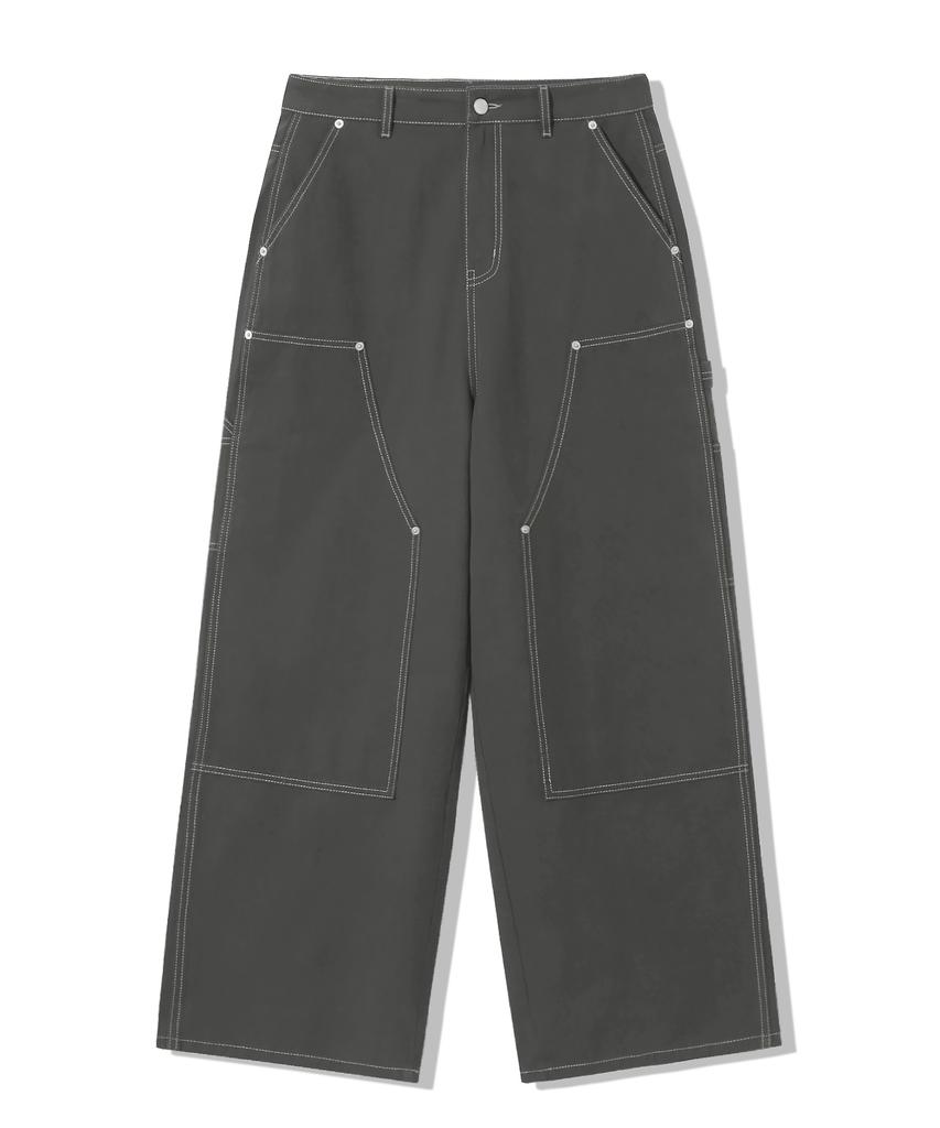 TRILLION Double Knee Carpenter Wide Cotton Pants_3Color