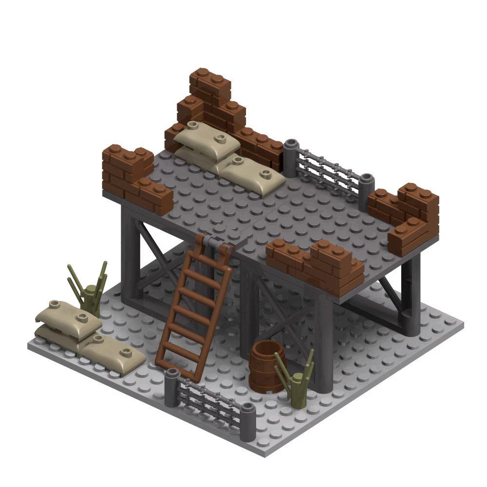 Military Army Soldiers World War Military Base Observation Tower Model Assemble Building Blocks Bricks Children's DIY Toys
