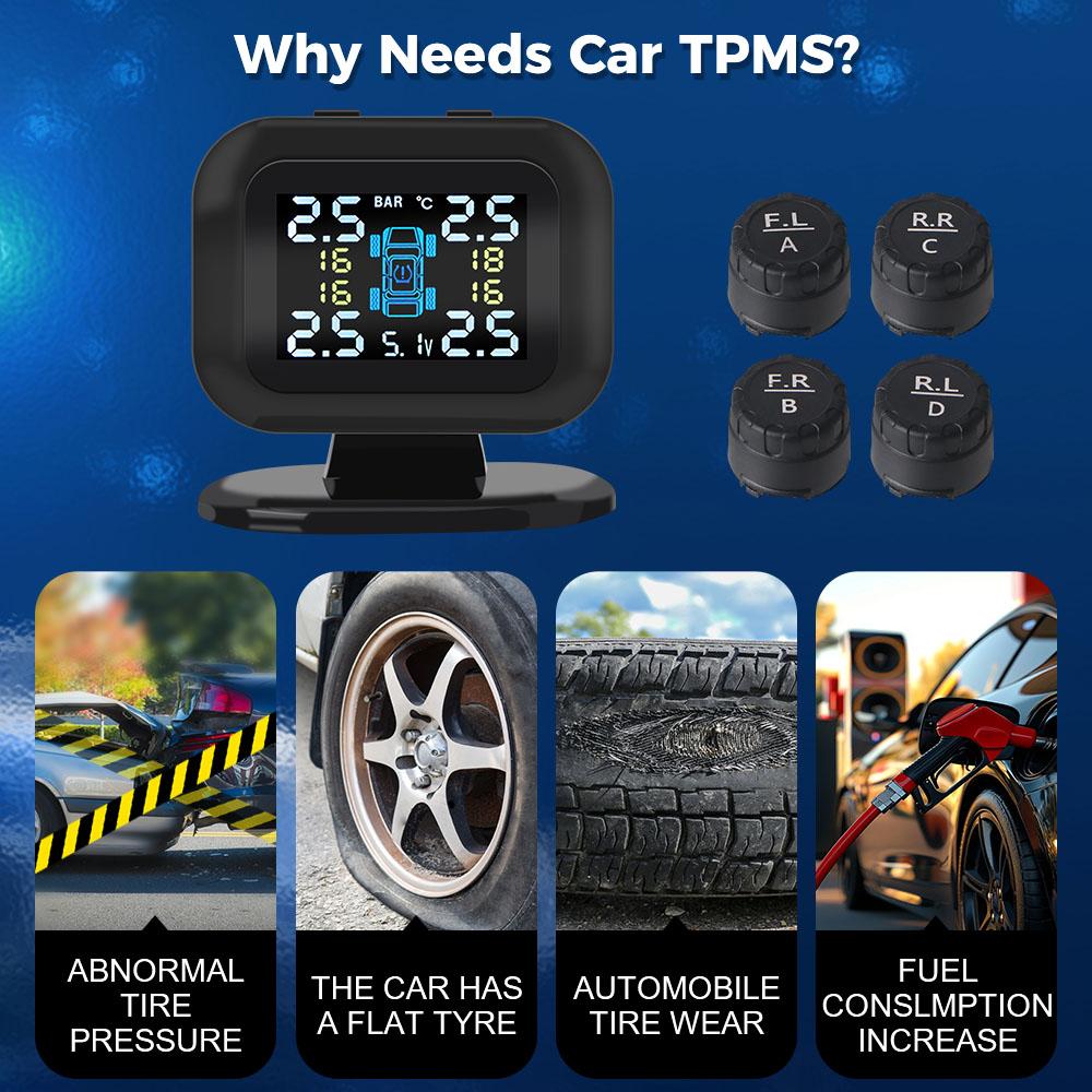 Wireless LCD Display USB TPMS Mini Car Tire Pressure Monitoring System Auto Security Alarm Systems
