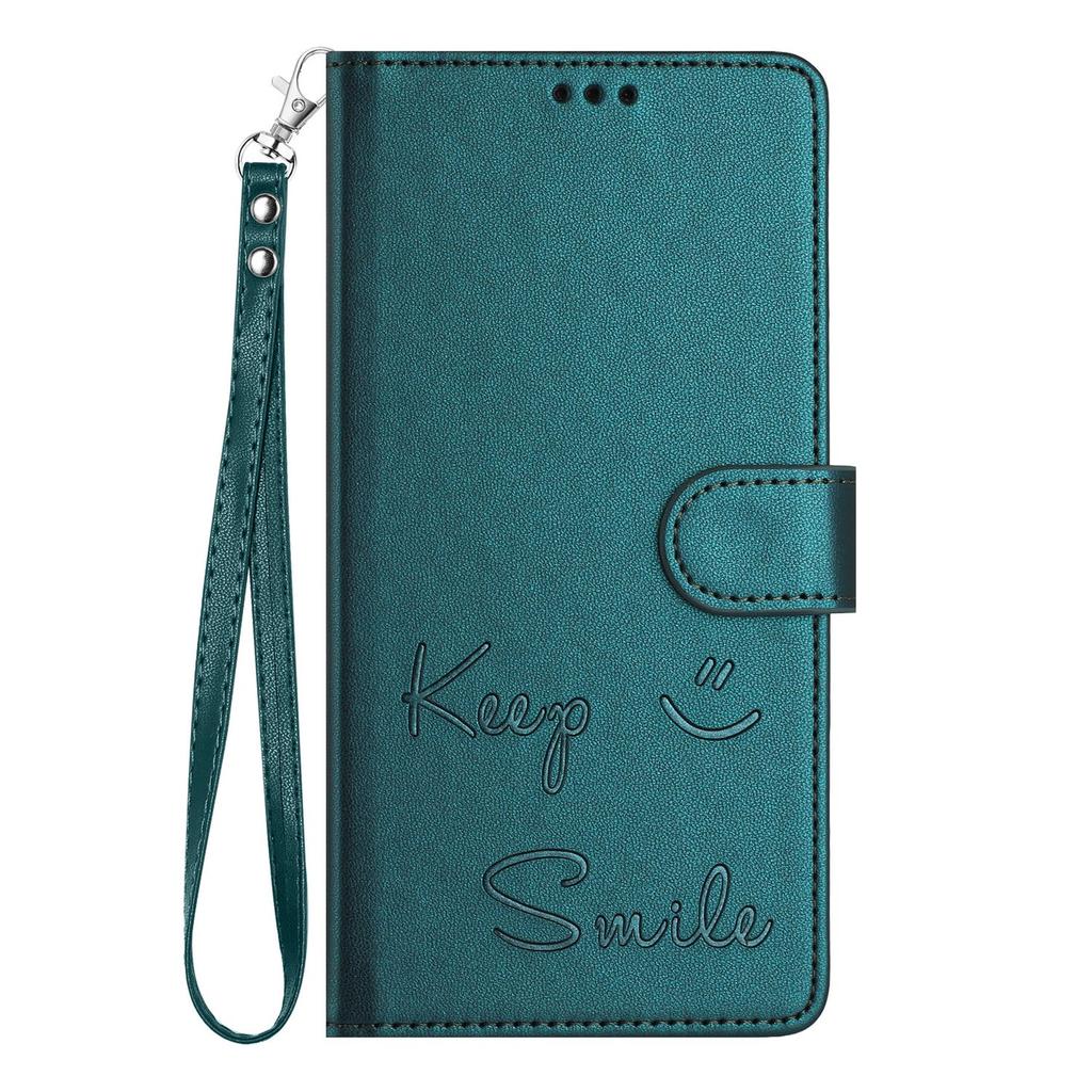 Leather Wallet Flip Case For Huawei P80 P60 P50 P30 P20 Pro + Ultra Lite Keep Smile Embossed Design with Wrist Strap