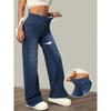 Dames Jeans Elastische Taille Hoge Stretch Losse Rechte Broek Comfortabel Veelzijdig