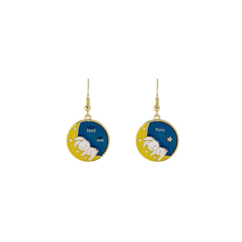 Cute Cartoon Cat & Panda Bow Earrings with Diamond Accents
