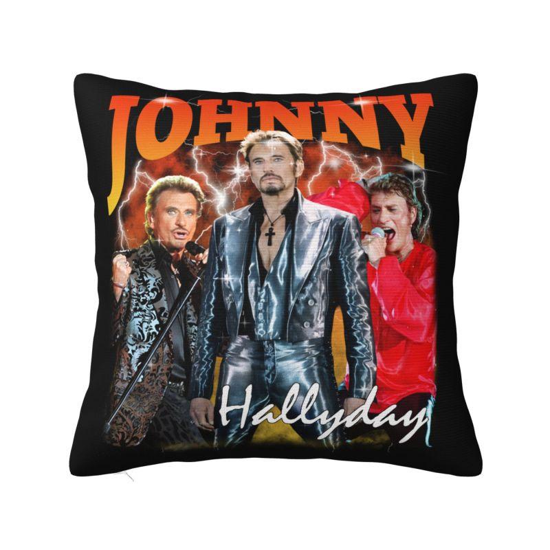 Johnny Hallyday Throw Pillow Case Decoracion D Print French Singer Rock Music Sofa Cushion Cover Polyester Soft Pillowcase