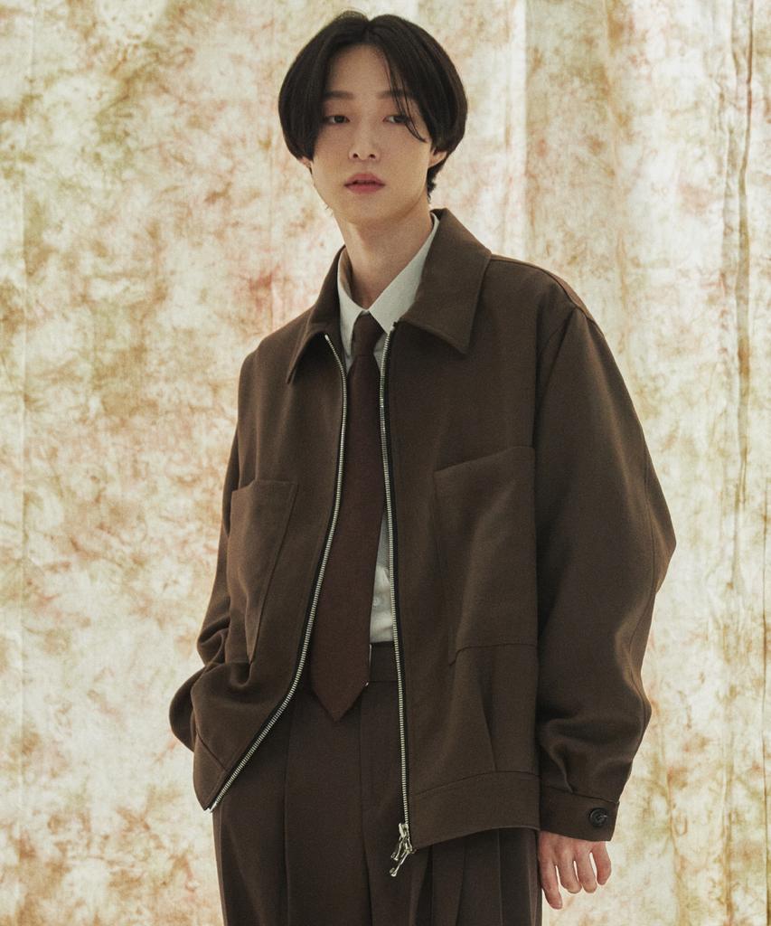 Concent12 Bold Wool Zip-Up Jacket Brown