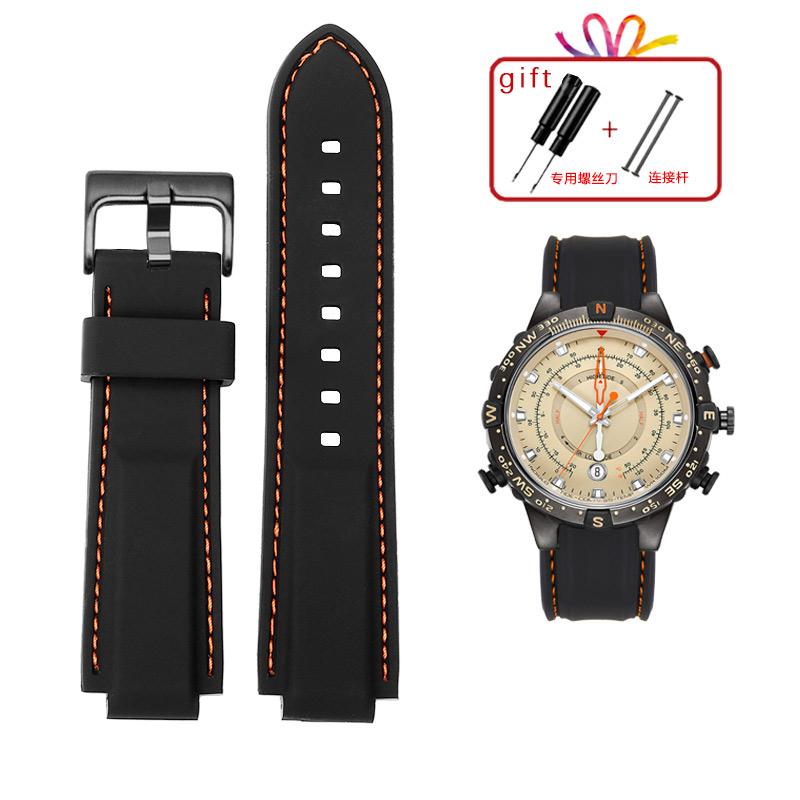 For Men's Timex E-tide Compass T2N720 T2N721 TW2T76300 Waterproof Soft Silicone Rubber Watchband  Strap with Tools Screw Pins