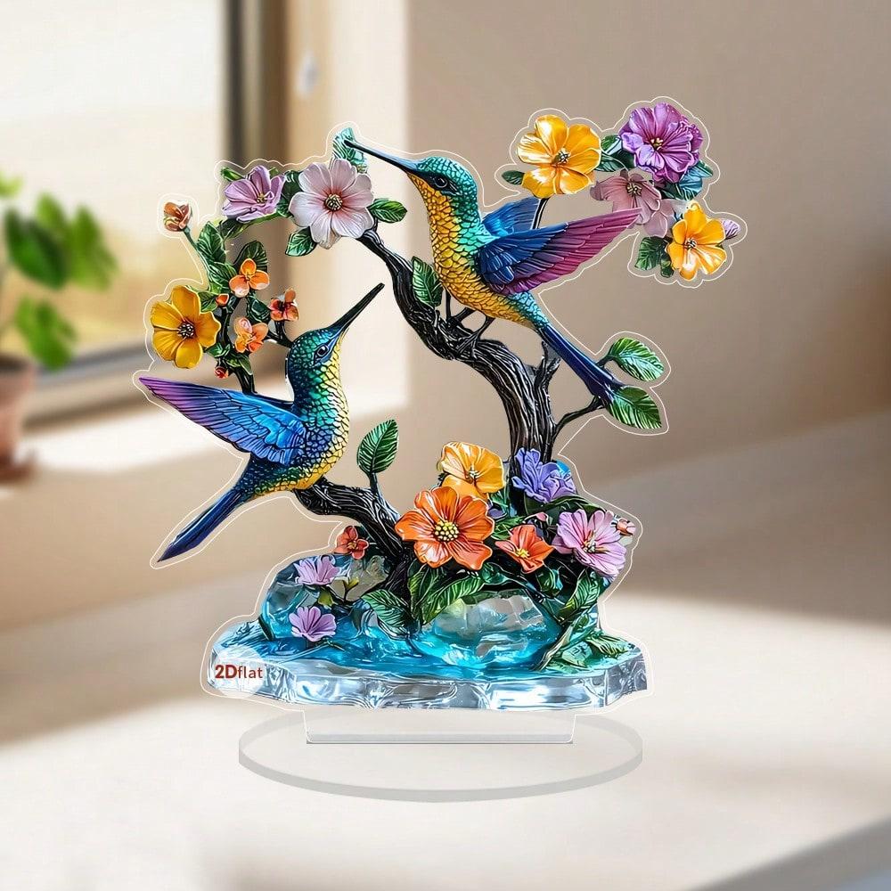 Bohemian Hummingbird, 2D Flat Acrylic, Tabletop Decoration, Ornaments, Suitable for Living Room, Office, Party, Christmas, Halloween