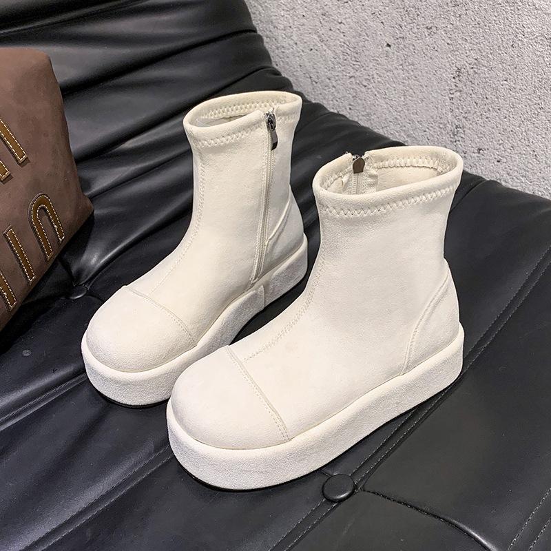 Small Skinny Muffin Platform Short Boots Women's 2025 Autumn and Winter New Fashion Versatile Height Increasing Skinny Boots Martin Boots