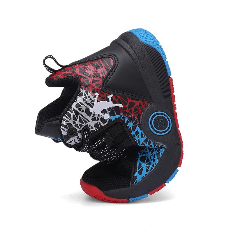 Student Blue Basketball Shoes Super Handsome Friction Will Ring Children's Sneakers Breathable Flexible Non-slip Combat Boots