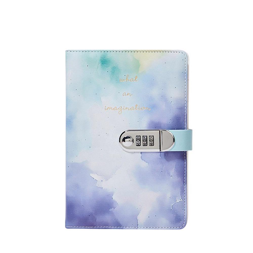 240 Pages A5 Journal Notebook Thickened PU Leather Password Book with Lock Waterproof Protecting Secrets Student Notepad Student
