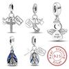 Cuentas Charms de Cruz Ángel Biblia de Plata 925 Para Hacer Pulseras Collares DIY Joyería Fina de Alta Calidad Regalo