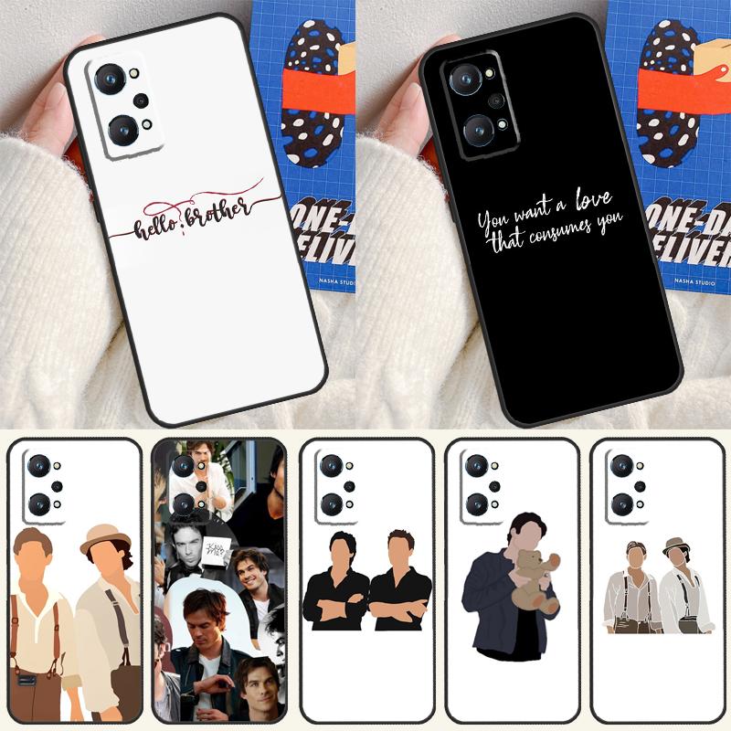 Damon and Stefan Vampire Diaries For Realme C55 C67 C61 C75 C53 C51 C21Y C25S GT 6 6T 5 GT7 Pro 10 11 12 13 14 Pro Plus Case