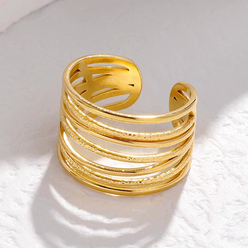 1Pc Stylish and Simple Opening Adjustable Wide Version Simple Titanium Steel Ring