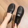 Middle-aged and Elderly Women's Flat Genuine Leather Shoes Mom's Comfortable Loafer Shoes Black Anti-slip Work Shoes