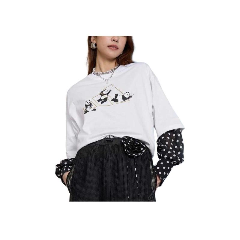 adidas Soft Comfortable Breathable Loose Short Sleeve T-Shirt Unisex Tops White JZ3275