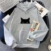 Black Cat Gaze Cartoon Hoodie Anime Print Cute Sweatshirt Funko Pop Casual Clothing Moletom Kawaii Comfortable