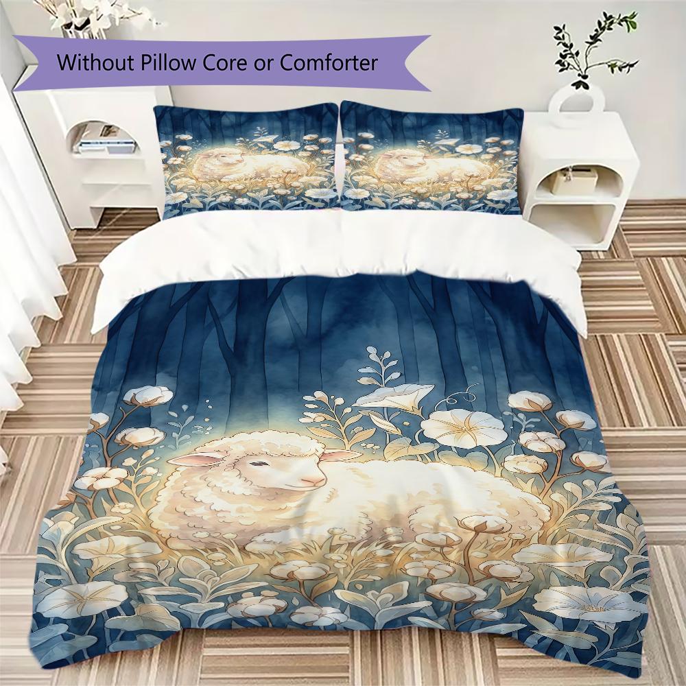 Healing Animals Pattern Bedding Uilt Set Uilt Cover Pillowcase Home Decoration Birthday Gift (1 * Duvet Cover + 2 * Pillowcase Without Core)