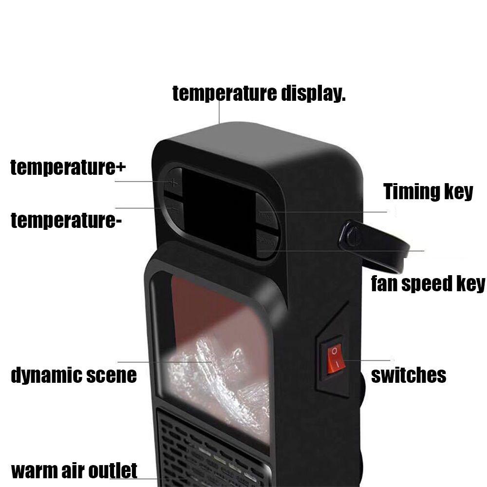 Instant With Timer 1000W For Home Office Mini Heating Fan Plug In Heater Wall Warmer Heat Stove