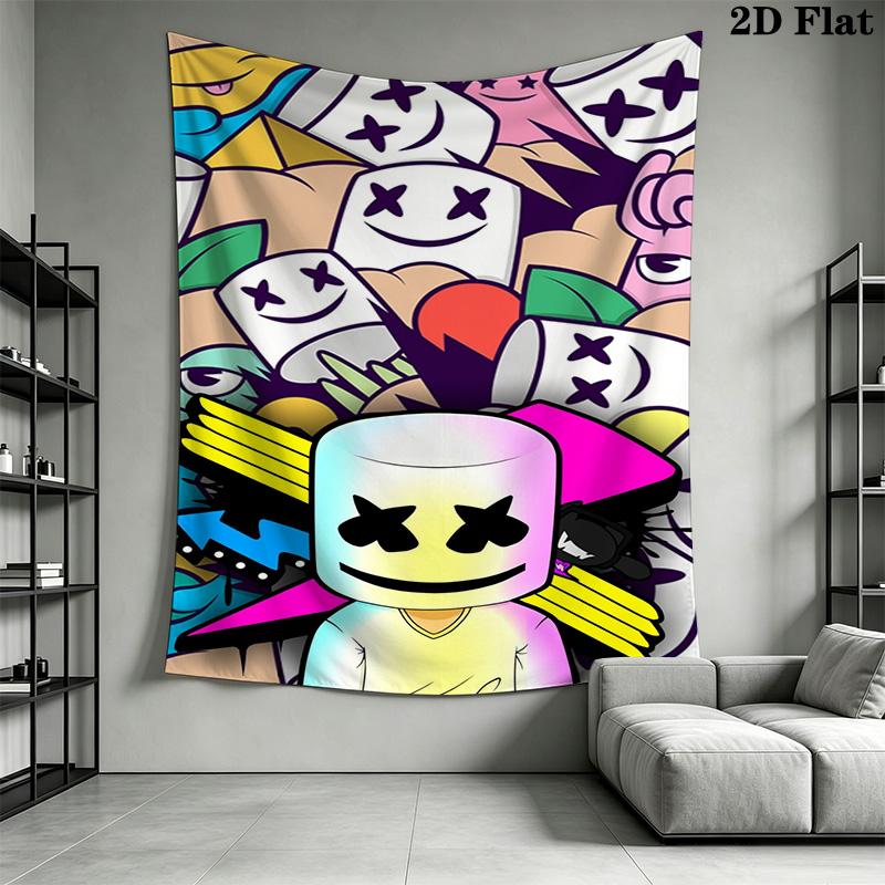 Marshmello-themed Print Pattern Home Decor Tapestry, Wall Hanging, Decorative RV Wall Cloth.XGT0914017