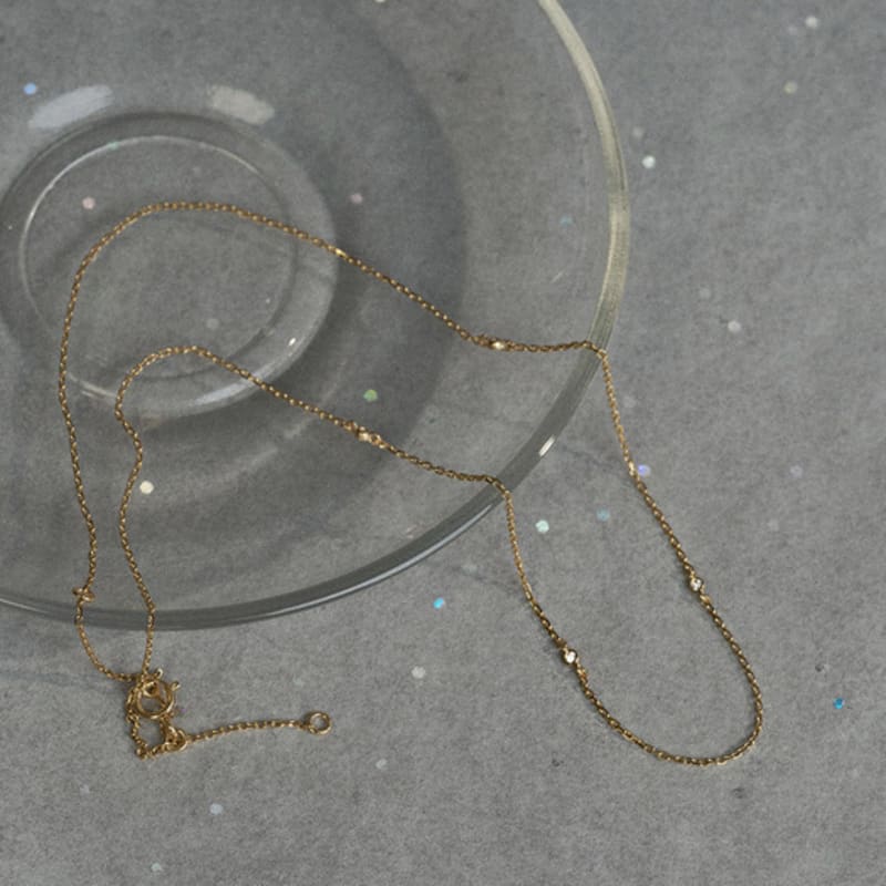 Hei [sv925] Thin Bezel Cubic Necklace