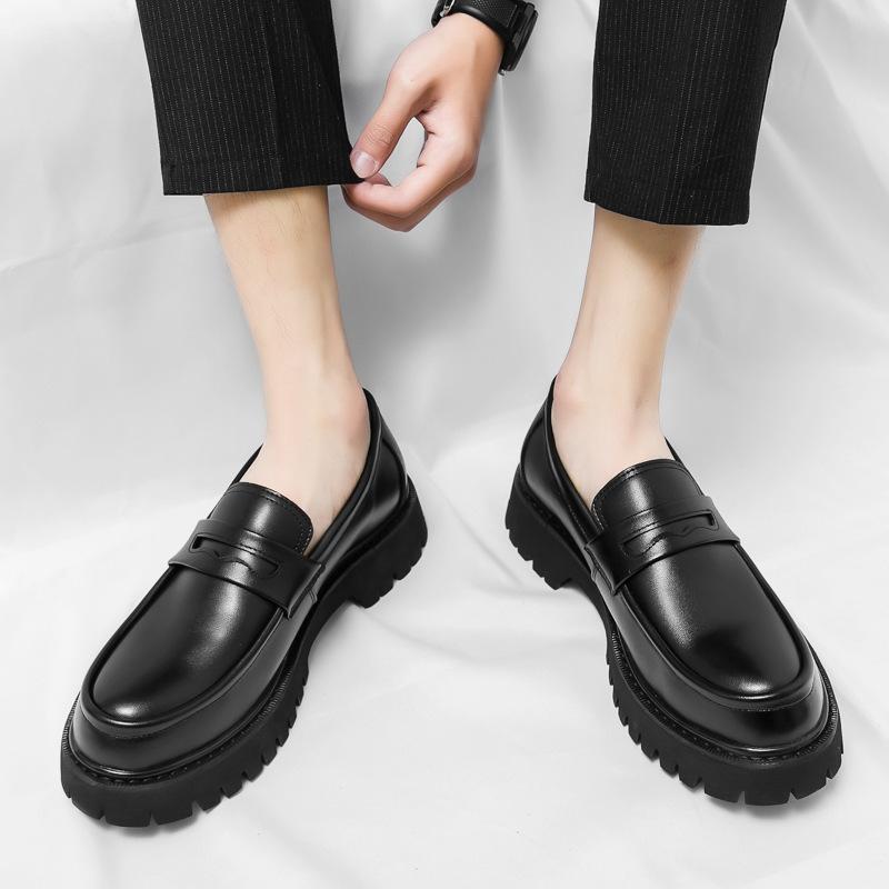 SpringSeason BrandNew Business Gentle FootPairs Styleable Smiley Legs FootPairs Versatile Thick Sole Black DailyWear FootPairs Men